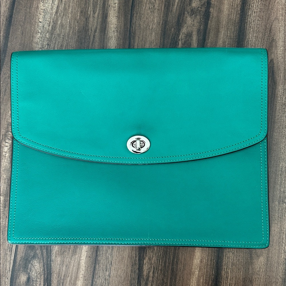 Coach Teal Leather Clutch Brief Case